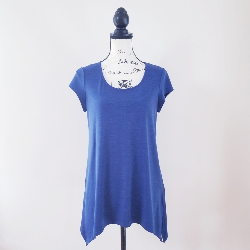 AB Studios Royal Blue Cap Sleeve Shark bit top